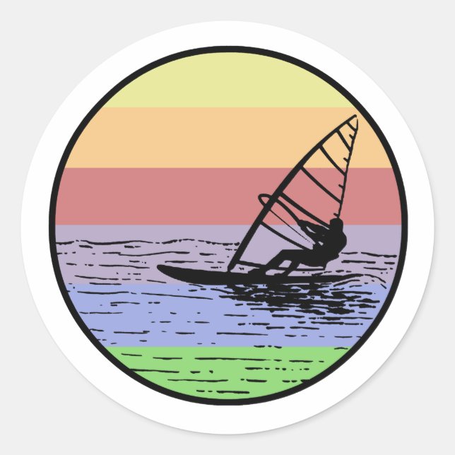 Windsurfing Runt Klistermärke (Framsida)