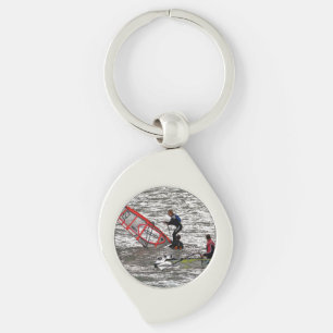 WINDSURFING SWIRL SILVERFÄRGAD NYCKELRING