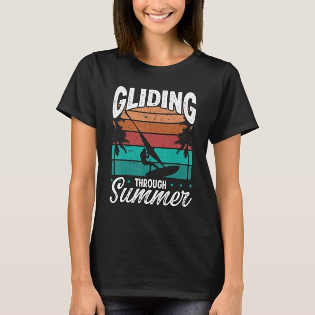 Windsurfing Vintage Board Gliding Summer Windsurfe T Shirt (Framsida)