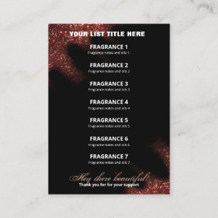 Windswept Glitter Red and Black Fragrance List Visitkort