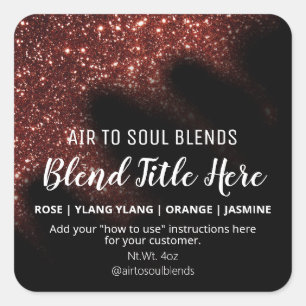 Windswept Glitter Red Essential Oil Blend Labels Fyrkantigt Klistermärke