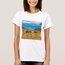 WINDSWEPT Mountain View where horses graze scenic. T Shirt