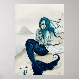 Windswept sjöjungfruaffisch poster