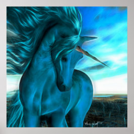 Windswept Unicorn i Azure Poster