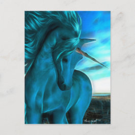 Windswept Unicorn i Azure Vykort