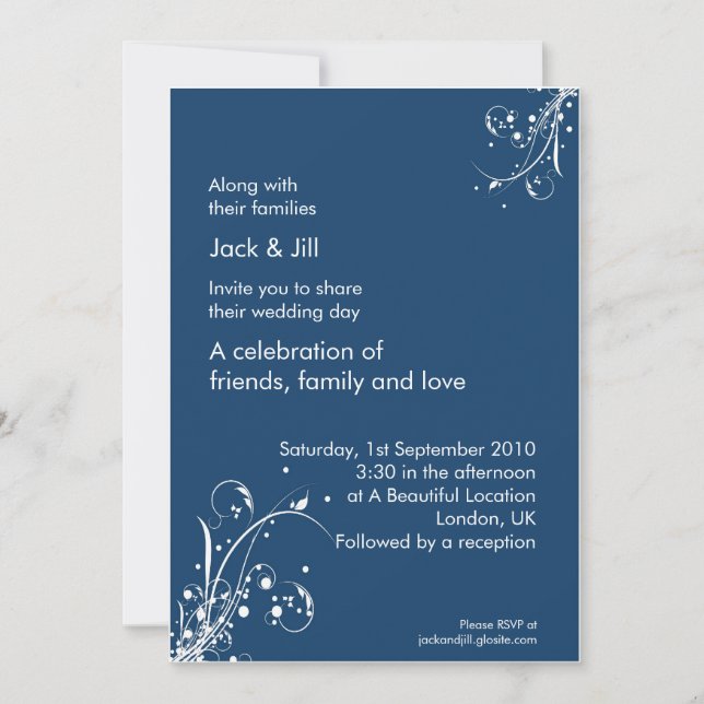 Windwhisp (stormblå) 5x7 inbjudningar (Framsida)