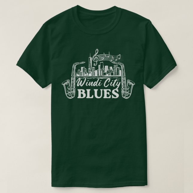 Windy City Blues Skyline TShirt T Shirt (Design framsida)