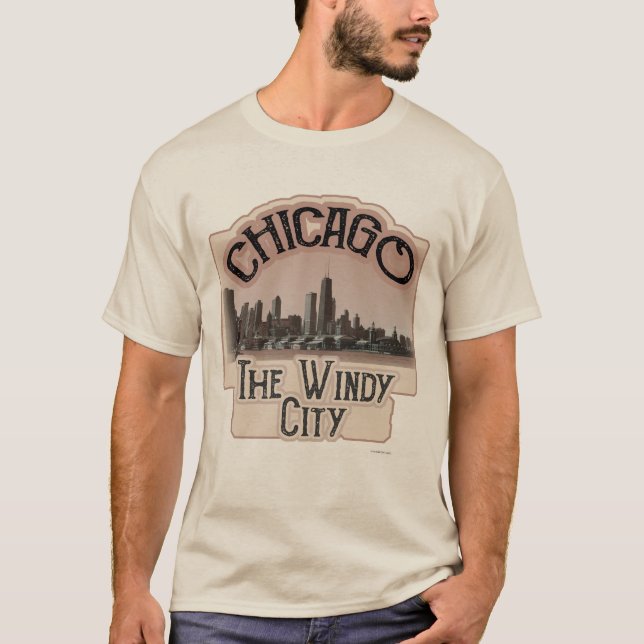 Windy City Chicago Slogan T Shirt (Framsida)