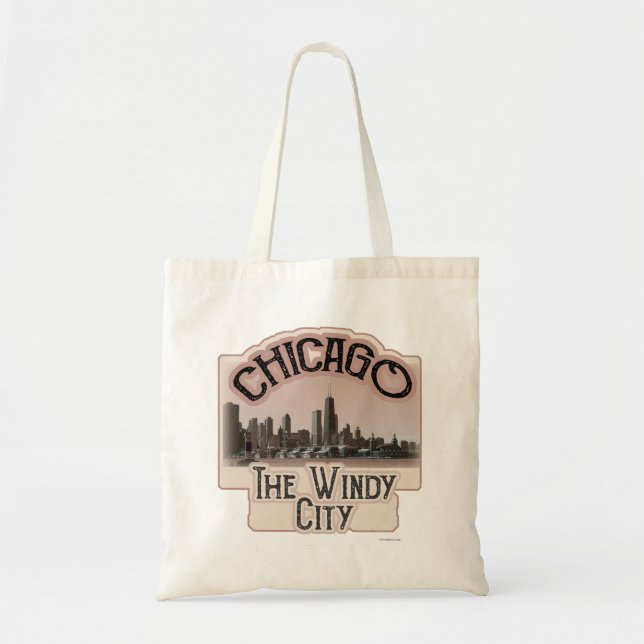 Windy City Chicago Stil Roligt Skyline Design Tygkasse (Framsidan)