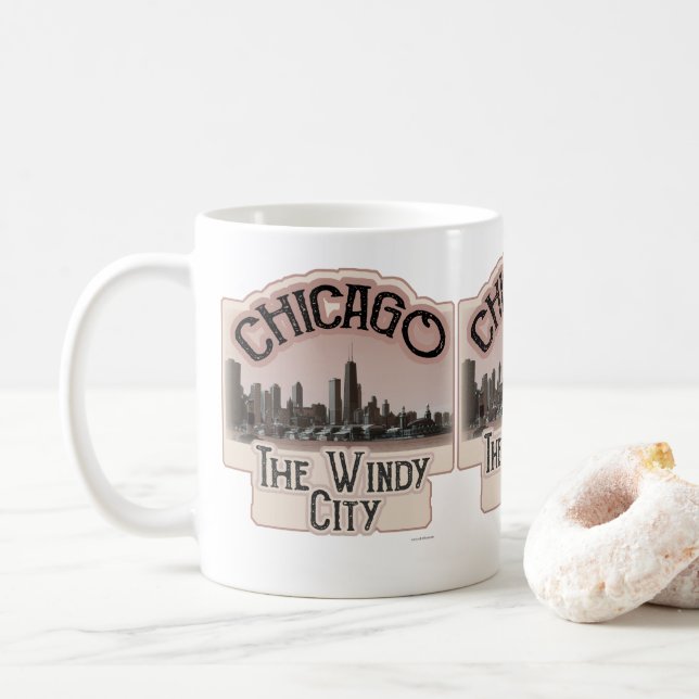 Windy City i Chicago Slogan Kaffemugg (Med munk)