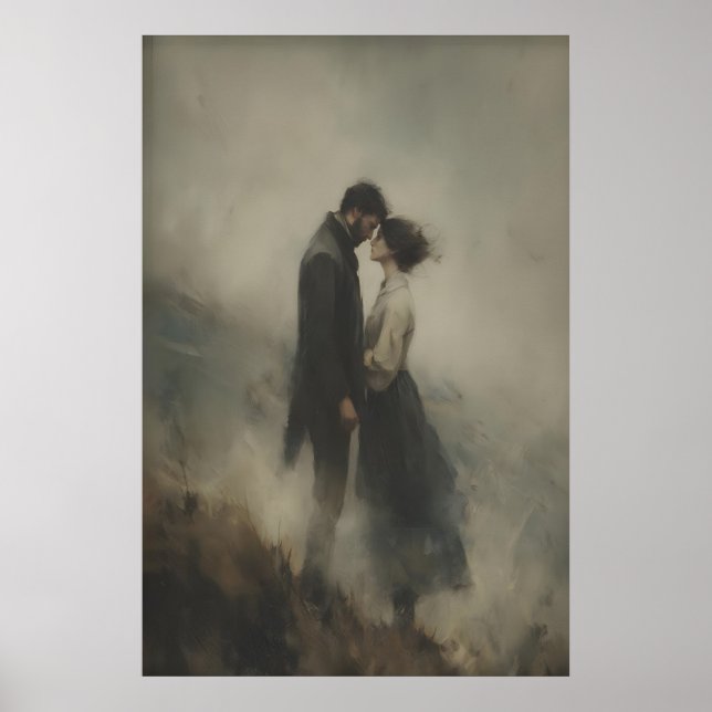 Windy Cliff Lovers Wuthering Heights-målning Poster (Framsidan)