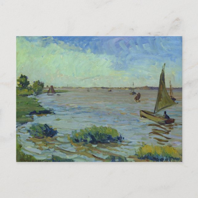 Windy Day on the Elbe, 1911 Vykort (Framsida)