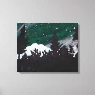 Windy Evergreen Night: Kanvastryck Standard Storle