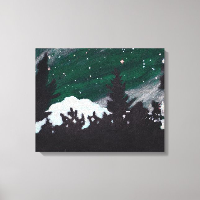 Windy Evergreen Night: Kanvastrycket har frigjort Canvastryck (Framsida)