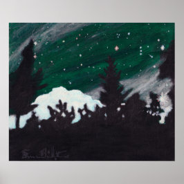Windy Evergreen Night: Skriv ut Poster