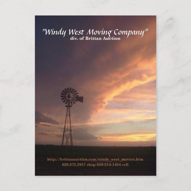 Windy West Moving Company Meddelande Vykort (Framsida)