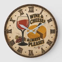 Wine and Cheese Always Pleases Rustic Kitchen  Stor Klocka