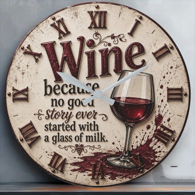 Wine Because No Good Story Ever Started with Milk Stor Klocka (Skapare uppladdad)