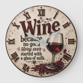 Wine Because No Good Story Ever Started with Milk Stor Klocka