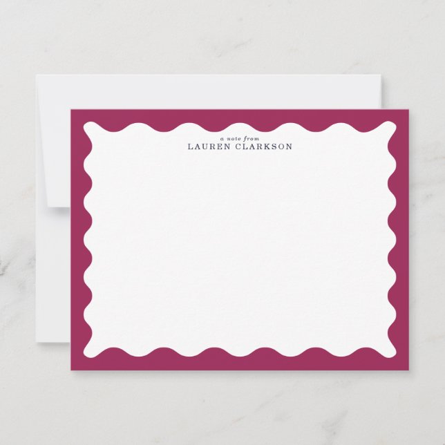 Wine Berry Wavy Frame Note Card Inbjudningar (Framsida)