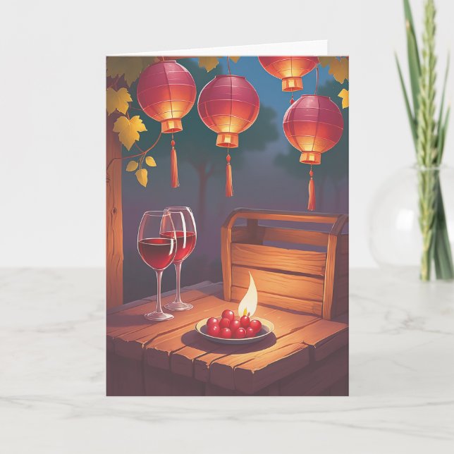 Wine Birthday Wishes Kort (Framsida)