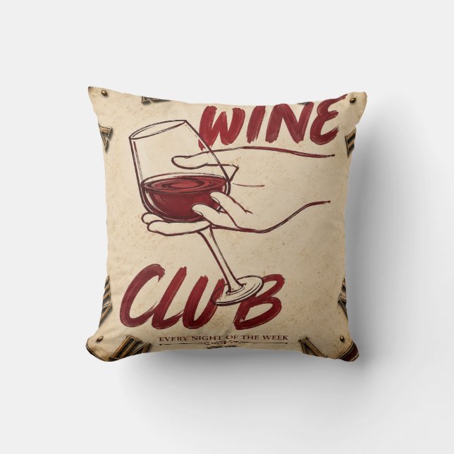  Wine Club Rustic Vineyard Kitchen Home Bar  Kudde (Framsida)