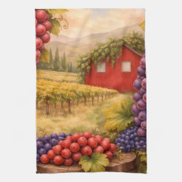 Wine Country Harvest Grapes Tea Towel – Vineyard  Kökshandduk