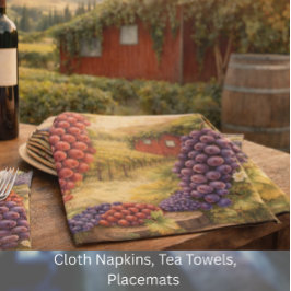 Wine Country Harvest Grapes Tea Towel – Vineyard  Kökshandduk