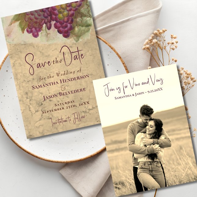 Wine Country Wedding Save the Date Sepia Photo (Skapare uppladdad)