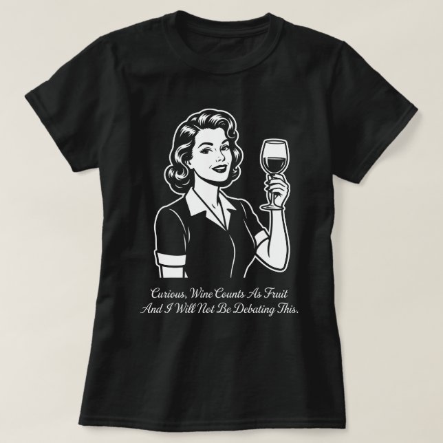 Wine Counts As Fruit Retro T-Shirt (Design framsida)