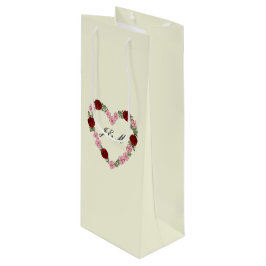Wine cream gift bag with a pink and red heart