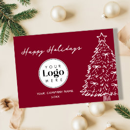 Wine Custom Logo Christmas Business Thank You Card Julkort