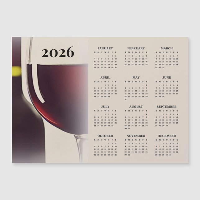 Wine Design 2026 Calendar Magnetic Card (Framsida)