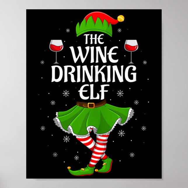 Wine Drinking Elf Christmas Family Girl Women Elf  Poster (Framsidan)