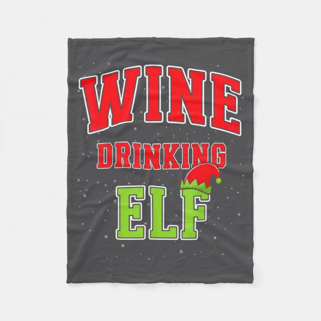 Wine Drinking Elf Christmas Family Matching Group  Fleecefilt (Framsidan)