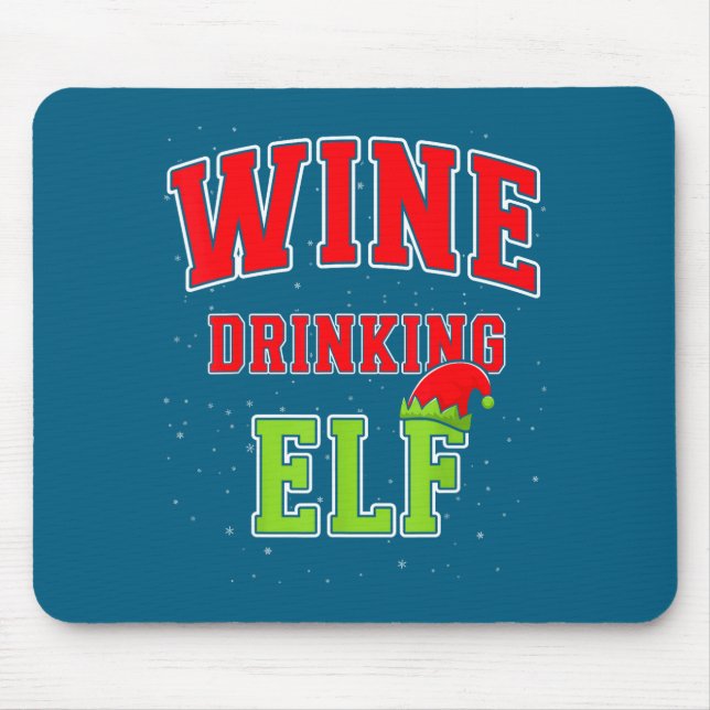 Wine Drinking Elf Christmas Family Matching Group  Musmatta (Framsidan)