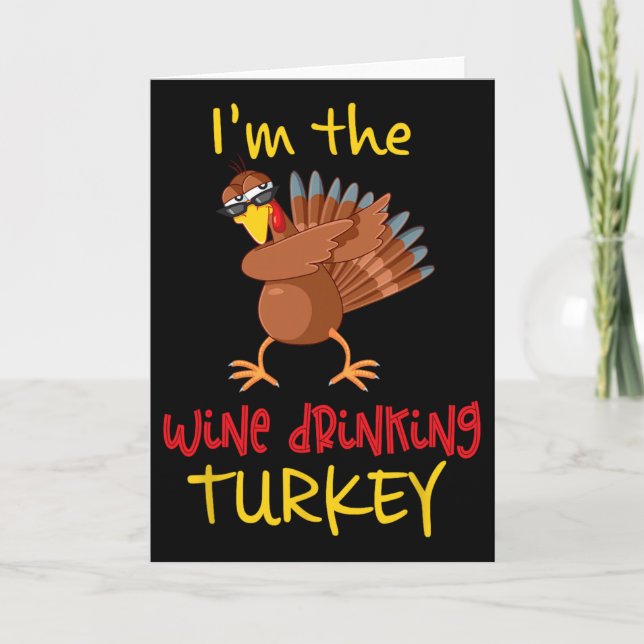 Wine Drinking Turkey Matching Family Thanksgiving  Kort (Framsida)