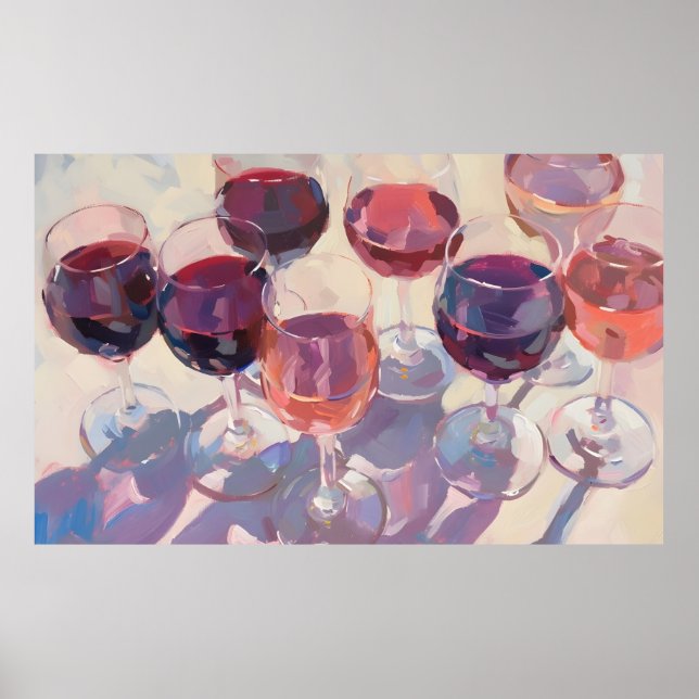 Wine drinks Red Tropical pink wine drink set  Poster (Framsidan)