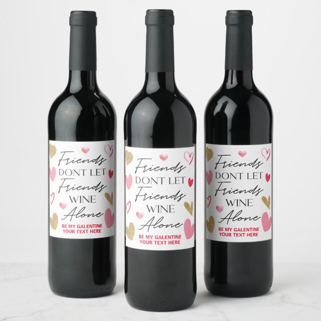 Wine friends Valentine day Wine label Vinflaska Etikett (Flaskor)