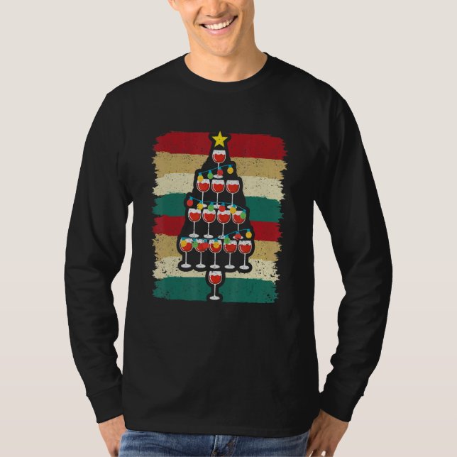 Wine Glass Christmas Tree  Holiday Xmas Season Paj T Shirt (Framsida)