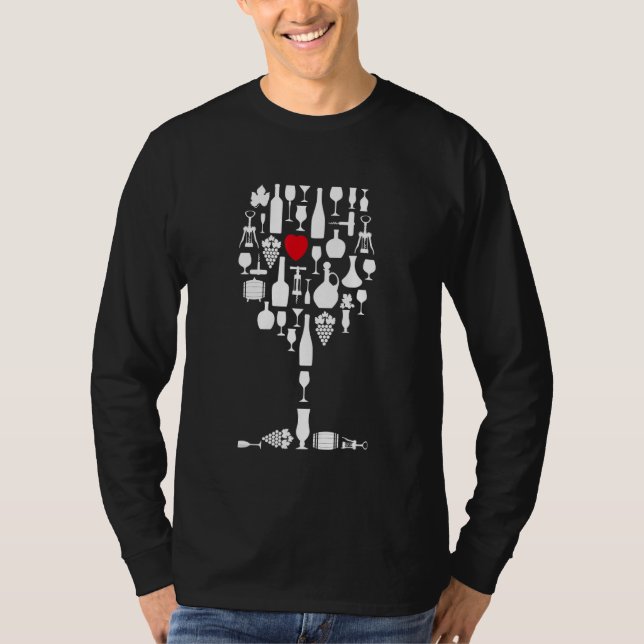 Wine Glass Heart Wine  1 T Shirt (Framsida)