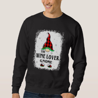 Wine  Gnome Buffalo Plaid Matching Family Xmas Paj Lång Ärmad Tröja