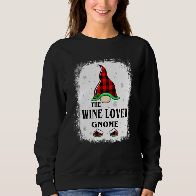 Wine  Gnome Buffalo Plaid Matching Family Xmas Paj T Shirt (Framsida)