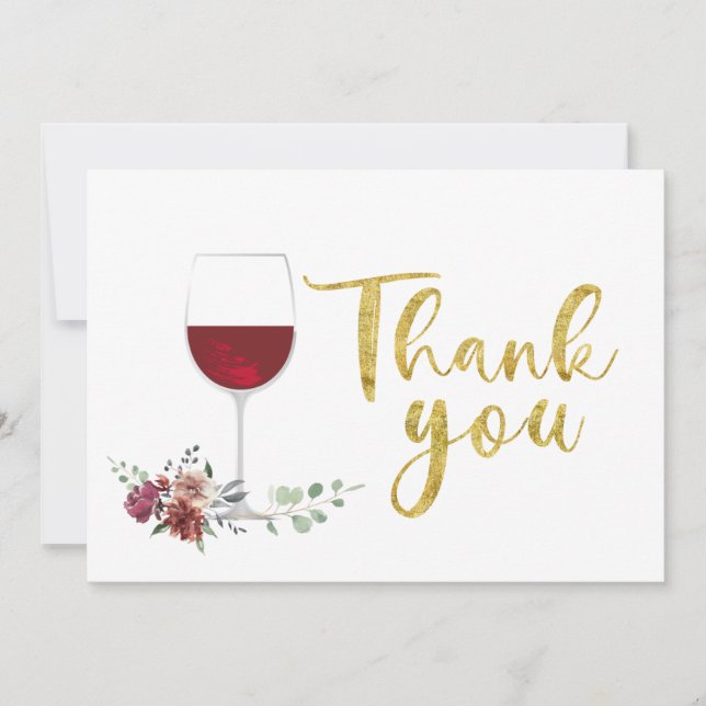 wine gold Thank You Card Tack Kort (Framsida)