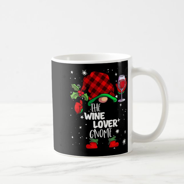 Wine Lover Gnome Red Buffalo Plaid Matching Family Kaffemugg (Höger)
