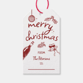 Wine Lover Holiday Christmas Tasting Party Custom Presentetikett