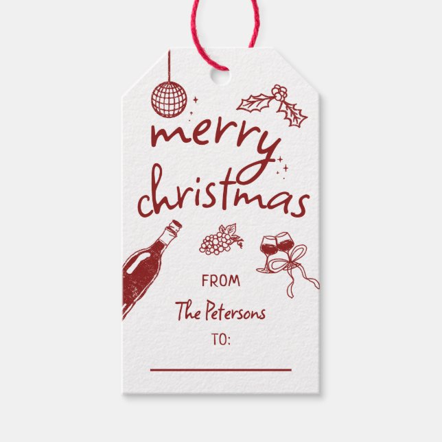 Wine Lover Holiday Christmas Tasting Party Custom Presentetikett (Framsidan)