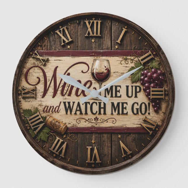 Wine Me Up and Watch Me Go Stor Klocka (Framsida)