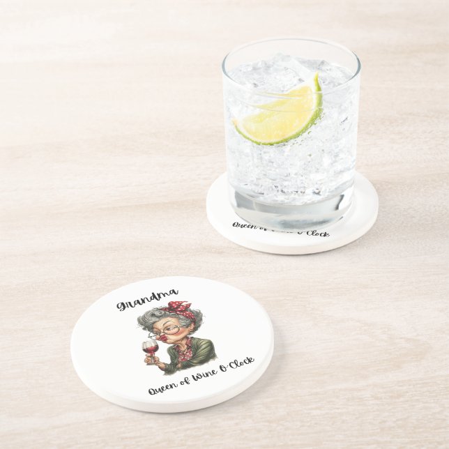 Wine O'Clock Drottning Mormor Coaster Underlägg (Sidan)