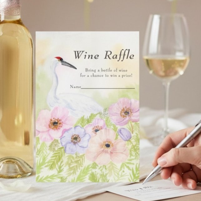 Wine Raffle Bridal Shower Whooping Crane Anemones  Tilläggskort (Skapare uppladdad)